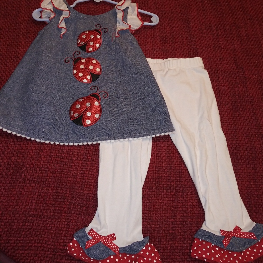Red/white polka dot ladybug rare edition set 2T